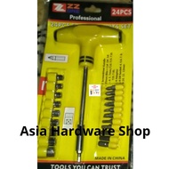 Screwdriver T-Wrench Hammer Sock Set 24 Pcs Multifunction Screwdriver Shock Wrench Screwdriver Hamme