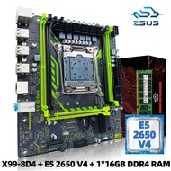 ZSUS X99-8D4 Motherboard Set Kit With LGA2011-3 Xeon E5 2650 V4 CPU DDR4 16GB (1*16GB) 2133MHZ RAM M