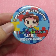 Button badge 58mm; Autism Acceptance [boy] support autism awareness