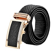 Huy Hoang 4P black python leather men's belt HP4312