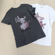 GANNI Volcanic Gray Lamb Print Pure Cotton T-shirt