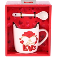 Gift box of 200ml ceramic cup with spoon suitable as a gift for March 8, birthday gift