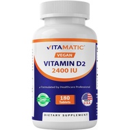 Vitamin D2 Vitamatic 60 Mikrogram (2400 Unit Antarabangsa) -Tablet Vegetarian 180 Tablet (1 Botol)
