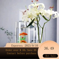 Floor Straight Large Transparent Glass Vase Cylindrical Vase Living Room Lucky Bamboo Hydroponic Decoration Flower Con