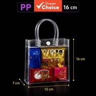 50 Pcs Transparent PVC Gift Bags with Handles | Reusable Plastic Tote Bags 15x16x7cm for Birthday Ch