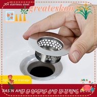 GREATESKOO Sink Strainer, Anti Clog Black Drain Filter, Usefull Hair Clean Up Stainless Steel Floor Drain Mesh Trap Kitchen Bathroom Accessories