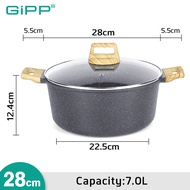 Gipp 24/28ซม หม้อ หม้อสตูว์ หม้อต้ม เคลือบหินไพฟาน หม้อทรงสูง หม้อสองหู หม้อสตู ใช้เตาแม่เหล็กไฟฟ้า