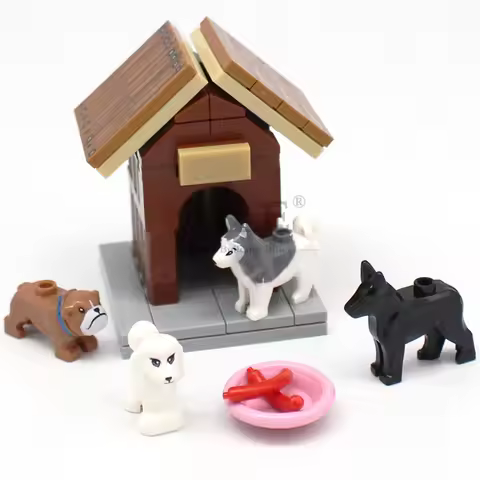 MOC Building Block Bricks Dog Bulldog Husky Poodle Alsatian German Shepherd Pet Animal Compatible wi