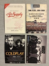 新加坡帶回 絕版樂隊宣傳明信片 (Air Supply / Oasis / Coldplay / Linkin Park) 可散買/全要