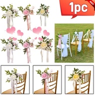 Outdoor Wedding Aisle Pew Artifical Flowers Chair Decorations For Ceremony With Chiffon(SHLA)