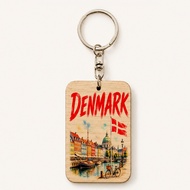 GANTUNGAN Denmark Wooden Keychain Denmark Souvenir CharmbagKeychain