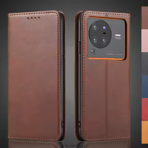 Magnetic attraction Leather Case for Vivo X80 Pro Holster Flip Cover Case Wallet Phone Bags Capa Fun