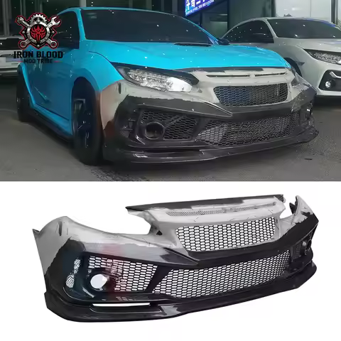 Suitable for Half Honda CIVIC FK8 10TH FRP Spoon Front Bumper Carbon Fiber Lower Chin Lip Auto Tunin