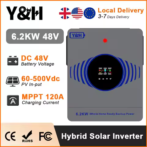 [Fast Delivery] 2026 Y&H 6.2KW 4.2KW Hybrid Solar Inverter 24V 48V 220Vac On/Off Grid Inverter with 