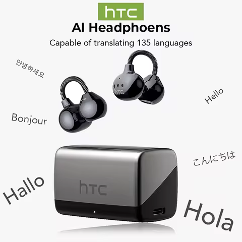 【HTC NE67】Bluetooth V6.0 Earphones AI Translator Earbuds TWS Earclip Wireless headphones Portable wi