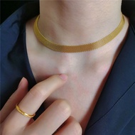 pure real 18k Saudi gold pawnable cold wind hip hop necklace choker collarbone chain