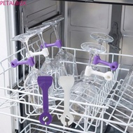 PETALBOX​ 4 Pieces Kitchenware Flushing Fixing Clip, Space Saving Silicone Dishwasher Goblet Holder,