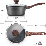 SENSARTE Nonstick Saucepan with Lid, 2.5 Quarts Medium Pot with Swiss Granite Coating, Stay-cool Han