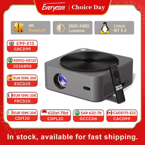 Everycom Voxflix SKY-T29 Projector 2600 ANSI Lumens Full HD 1080P Support 4K HDR10 Auto Focus Media 