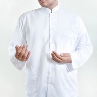 Premium baju koko putih polos pria lengan panjang kekinian / baju koko