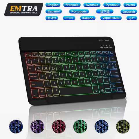 Mini Backlit For iPad Keyboard Backlight Bluetooth Keyboard For Tablet IOS Android Windows Wireless 