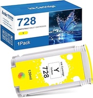 Compatible HP728 Ink Cartridges Yellow 130ML F9J65A Replacement for HP 728 Ink for DesignJet T730 36