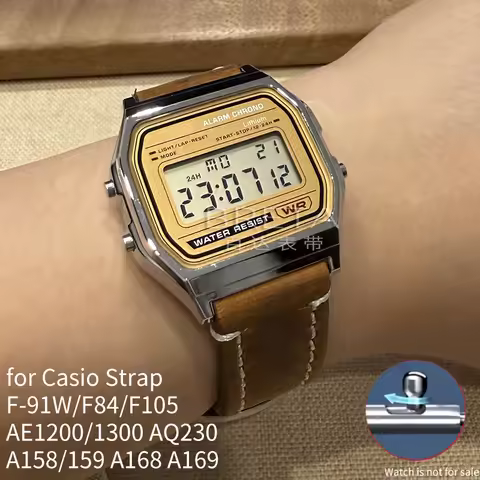 For Casio F91W W-800H SGW400 F84 F105/108 A158/168 AE1200/1300 vintage Cowhide Genuine Leather Watch