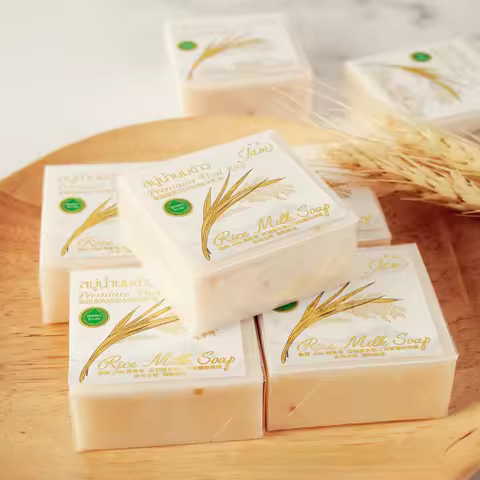 12PCS JAM Rice Soap 65g*12 PCS Original Thailand Handmade Rice Milk Soap Original K BROTHERS Rice Mi