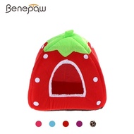 Benepaw Foldable Strawberry Dog House Bed All-season Bite Resistant Soft Pet Cat Puppy House 5 Colors Cozy Removable Dog Kennel