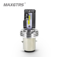 MAXGTRS 1x H4 BA20D LED Motorcycle Headlight HS1 H6 Blub DC Moto Light 1860 Chip Scooter Motobike He