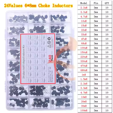 6x8 8x10 9x12 I-Shaped Inductor Kit Box 2.2/3.3/4.7/10/15/22/33/47/68/100/220/330/470/680uH/1mH/2.2/