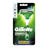 มีดโกนหนวด Gillette March  3 Sensitive 1 ด้าม พร้อมใบมีดโกน แพคเกจสีเขียว