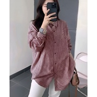 Korean Style Checked Shirt for Adult Women Size SML XL 3XL 4XL