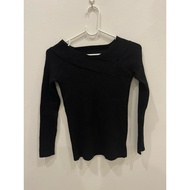 Ribbed Knitted Sweater Off Shoulder C37