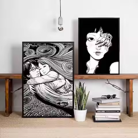 Black And White Ito Junji Tomie Poster HD Art Sticky Wall Waterproof Home Living Room Bar Decoration