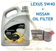 ( 100% ORIGINAL ) NEW LEXUS 5W40 4L API-SN FULLY SYNTHETIC ENGINE OIL + NISSAN OIL FILTER 15208-65F0A