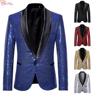 Glamorous and Sophisticated Sequin Glitter Blazer for Men's Nightclub Party Suit【Mensfashion】