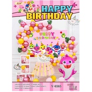 Y-6565 Pink Baby Shark for Girls Theme Party Balloon Garland Decoration Set Birthday Sophiapartyneed