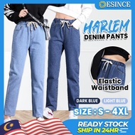 🇲🇾 DESINCE Women Jeans Elastic Waist Harlem Pants Woman Casual Long Pants Seluar Denim Seluar Jean W