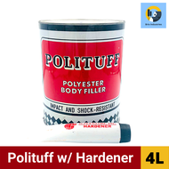 Polituff Polyester Body Filler with Hardener 4 Liters (1 Gallon) Impact and Shock-Resistant