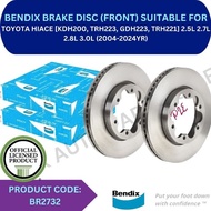 BENDIX GENUINE DISC BRAKE ROTOR (FRONT) FOR TOYOTA HIACE [KDH200, TRH223, GDH223, TRH221] (2004-2024