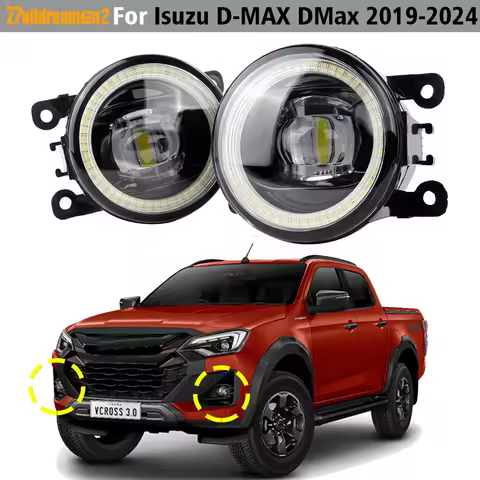 2 X Truck Front Bumper LED Lens Fog Light Angel Eye Daytime Running Lamp DRL Assembly 30W H11 For Is