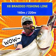 X8 braided fishing line Ultra smooth Strong pulling force Tali Pancing Benang pancing Braided PE