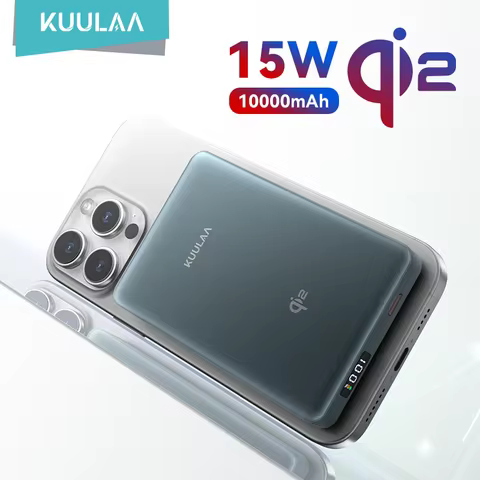 KUULAA Qi2 Magnetic Power Bank 10000mah 15W Wireless Charging 22.5W Fast Charge Qi2-Certified for iP