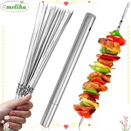 MOLIHA 20pcs Metal BBQ Skewers Practical Barbecue Flat BBQ Sticks