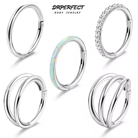 1Pc Surgical Steel Nose Rings Hoops for Women Men Clicker Septum Lip Nose Rings Helix Cartilage Conc