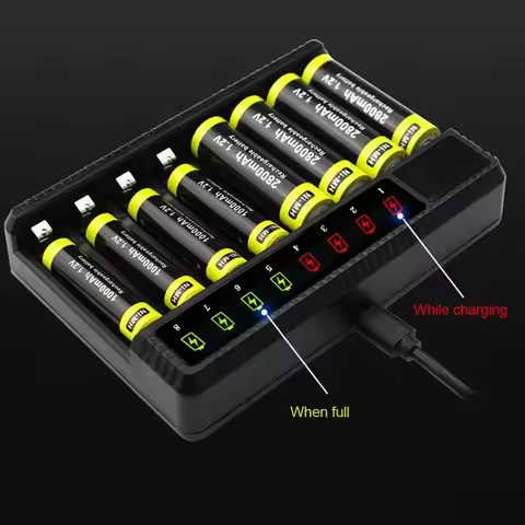 Intelligent Smart Battery Charger LED Display 8-slot Lithium Battery Charger for AA/AAA NiMH 1.48V 6