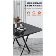Folding Table Rental House Rental round Table Simple Dining Table Foldable Household Tempered Glass Balcony Outdoor Eight-Immortal Table