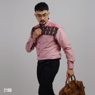 DGM Kemeja Pria Batik Songket Motif Torpedo Rose Gold Lengan Panjang 2190