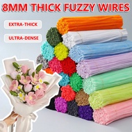 100PCS 8MM Extra Thick Fuzzy Wire Flower Set DIY Artificial Flower Handmade Decor Holiday Gift